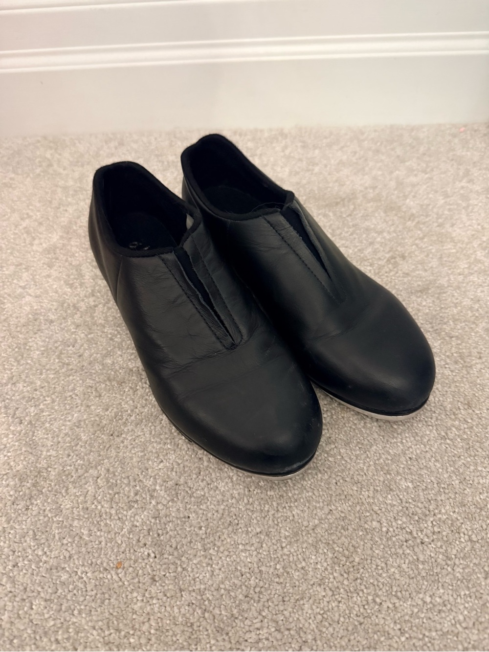 Girls Black Slip-On Leather tap dance Shoes